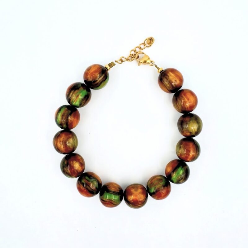 Brown green cat eye kralenarmband - Autumn collection